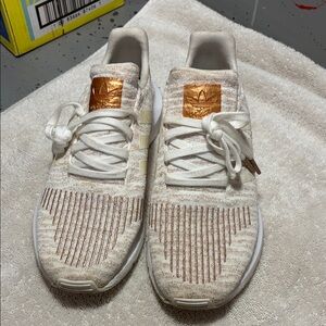 adidas Women’s Cream & Copper Metallic Knit Sneakers